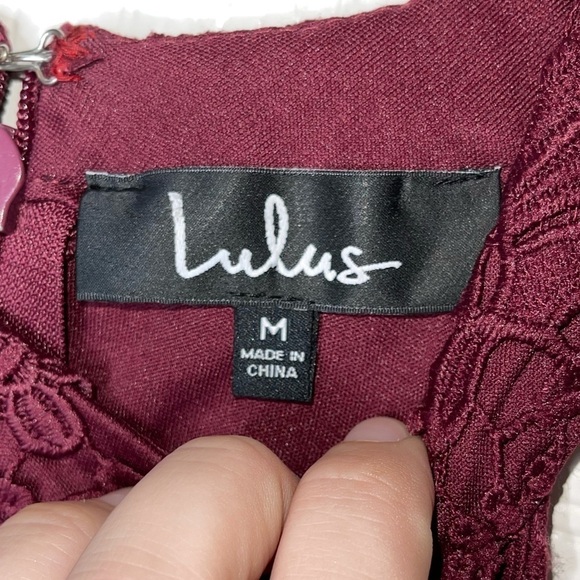 LULU'S Love Poem Magenta Lace Mini Dress, Size Medium - Picture 6 of 9